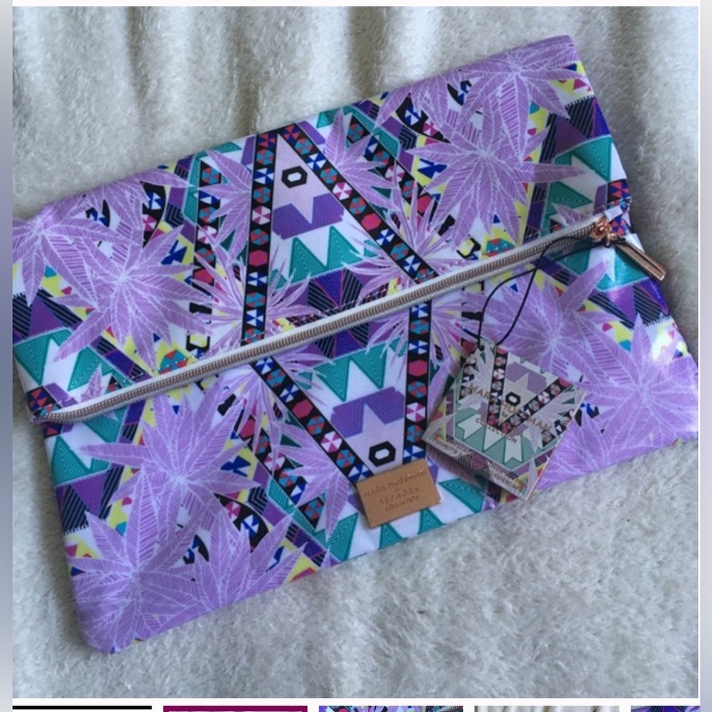 NWOT Mara Hoffman For Sephora Collection Zippered Multicolored Foldover Bag! - Picture 10 of 13